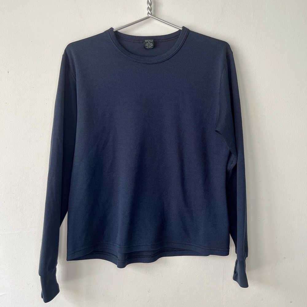 LL Bean Vintage 90’s Thermal Base layer Navy Blue Size Large